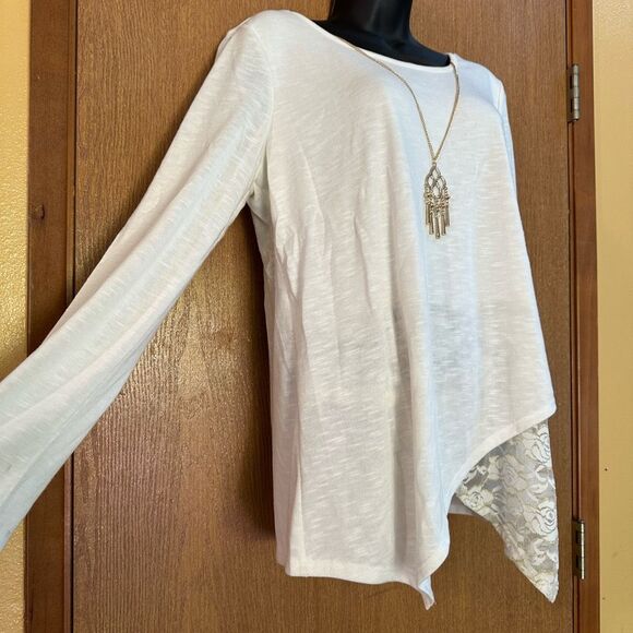 BCX Cream Long Sleeve Shirt with Lace| Women Size XL - Picture 1 of 11